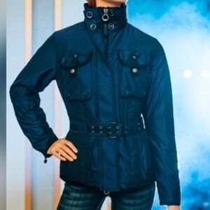 Wellensteyn 'Ayala' Metallic Blue Utility Jacket with High Collar